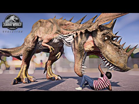 NEW! DEMON T-REX vs ULTIMASAURUS in Jurassic World Evolution - Breakout, Human Hunt & Fight Scenes!
