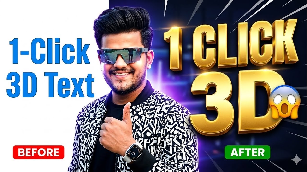 1-Click 3D Text Effect 😱 | Create Professional 3D Text Free in 2026