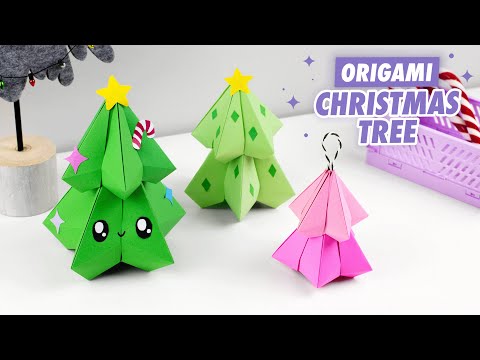Оригами Елка из бумаги DIY Новый год Origami Paper Christmas tree