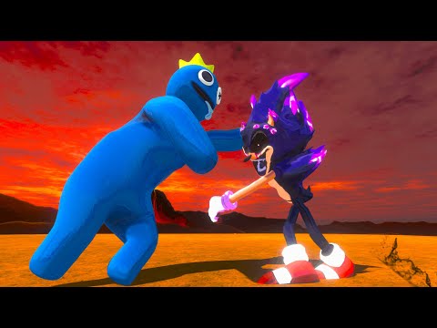 RAINBOW FRIEND BLUE VS SONIC CHARACTERS - Animal Revolt Battle Simulator