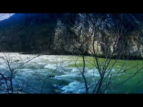 3h video in 4k relax session - sound and colours of mountain stream, winter without snow