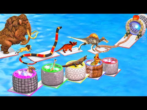 Jump Over Portal Reptiles VS Dinosaurs VS Wild Animals - Animal Revolt Battle Simulator