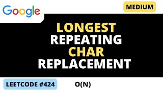 YouTube video 'Leetcode 424 - Longest Repeating Character Replacement - Python'