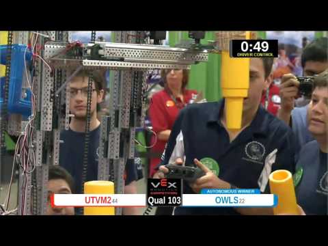 2015 VEXU Q103 - UTVM2 vs OWLS - 18 to 29-Division Div-VEX U-VEX Worlds 2015