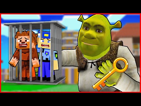 DEV SHREK FAKİR VE KEREM KOMİSERİ HAPİSTEN KURTARDI! 😂 - Minecraft