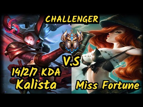 FLY Wildturtle (KALISTA) vs MISS FORTUNE - 14/2/7 KDA BOTTOM ADC CHALLENGER GAMEPLAY - NA