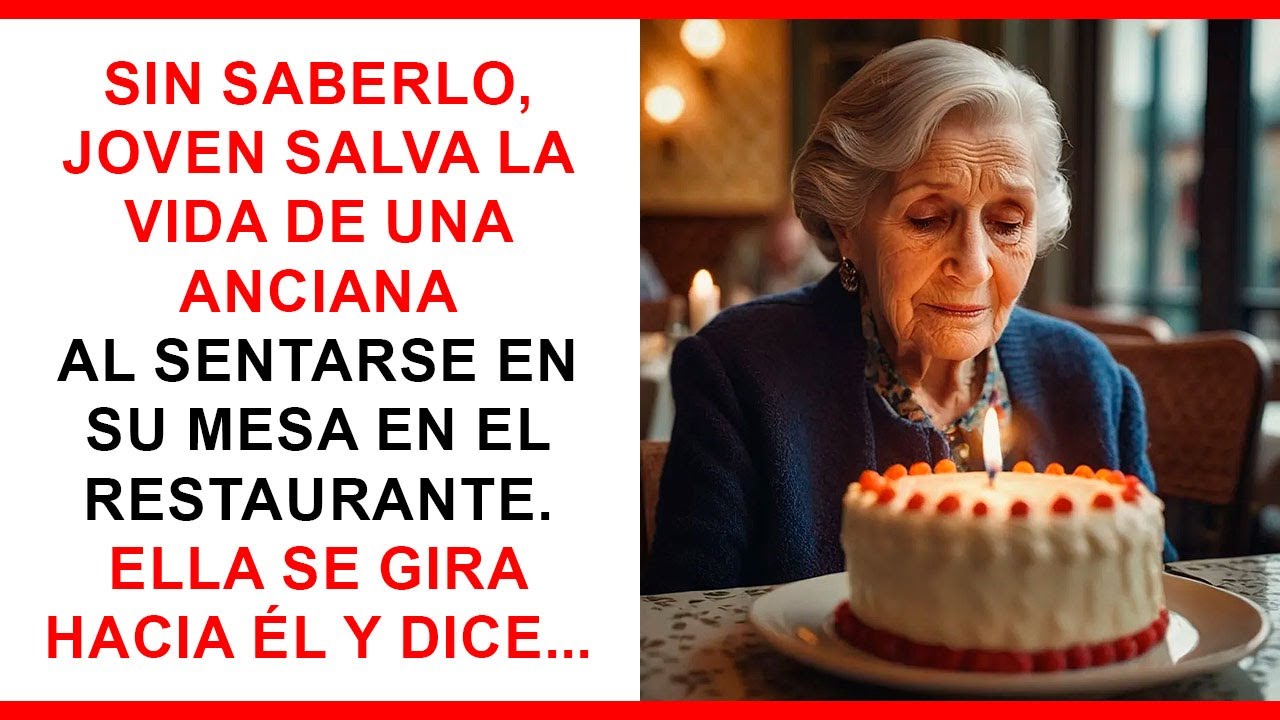 Sin saberlo, joven salva a una anciana al sentarse en su mesa en el restaurante. Ella lo mira y dice