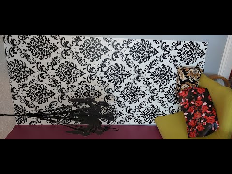 Rhinestones on Damask Wallpaper - Room Decor DIY