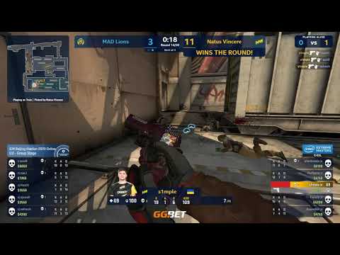 s1mple p250 clutch 1v3 against fully kitted MAD LIONS @de_Train | IEM Beijing 2020