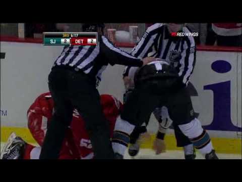 20100212 San Jose Sharks-Detroit Red Wings Clowe vs. Ericsson Fight