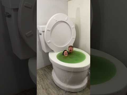 Going UNDER with my BOYFRIEND in Worlds Largest Toilet Green Kool Aid Pool with OVERFLOW #shorts