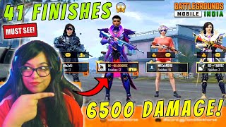 We got 41 FINISHES with 6500 Damage 😱| BGMI best squad game full rush and intense fights| ROG 5