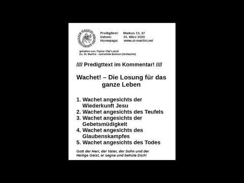 01.03.2020 - Wachet! – Die Losung für das ganze Leben