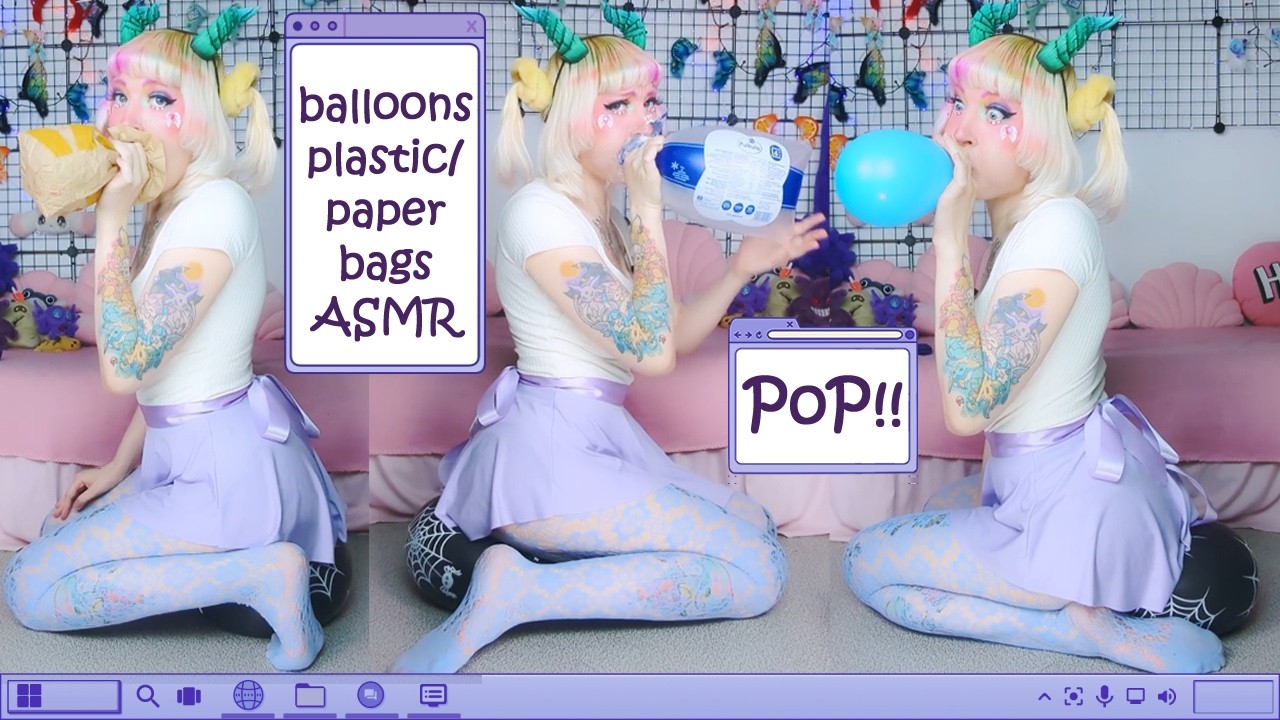 🎈 Blowing Balloons and paper/plastic bags ASMR 🎈(ziplock bag, balloon pop sounds)