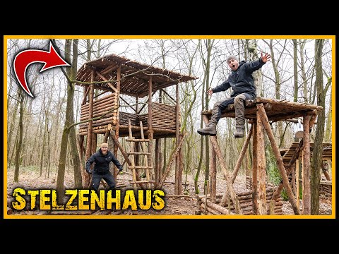 Das Stelzenhaus - Wird es sturmsicher? [Part 5] - Bushcraft Survival Shelter