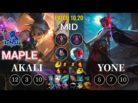 LNG Maple Akali vs Yone Mid - KR Patch 10.20