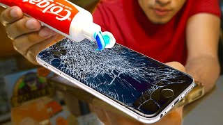 Does Toothpaste REALLY REMOVE Cracks On A Phone? Does Toothpaste Fix Cracked Screens? Nail Polish?..
