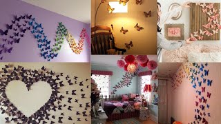 DIY Room wall decoration ideas with paper/Butterfly decorations idea/Paper art/Butterfly decorations