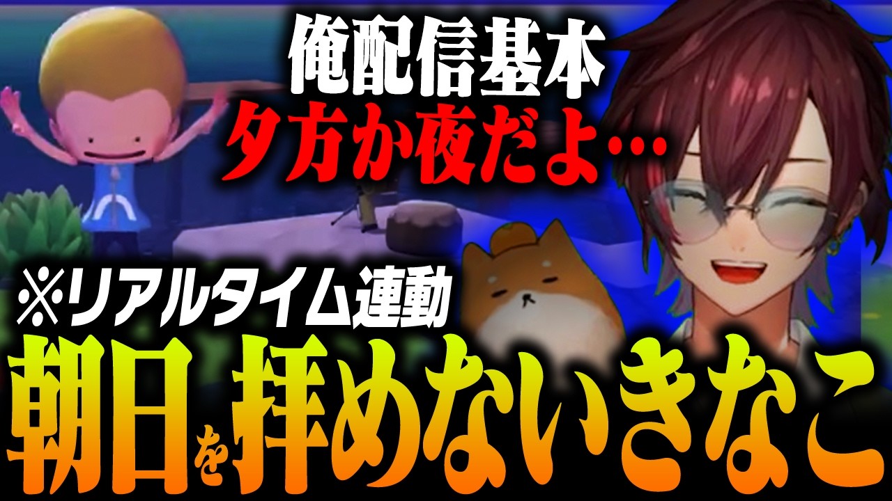【ぽこあ】リアルタイム連動に気づき朝日を拝めない悲しみにくれるきなこ
