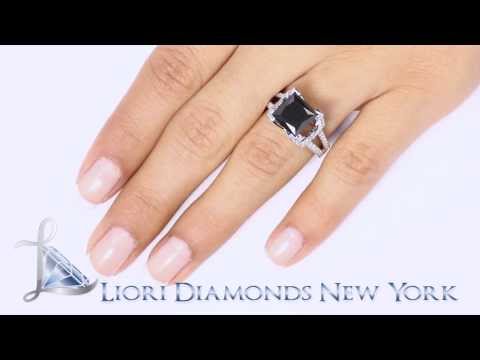 BDR-059 - 4.16 Carat Certified Princess Cut Black Diamond Engagement Ring 18k White Gold