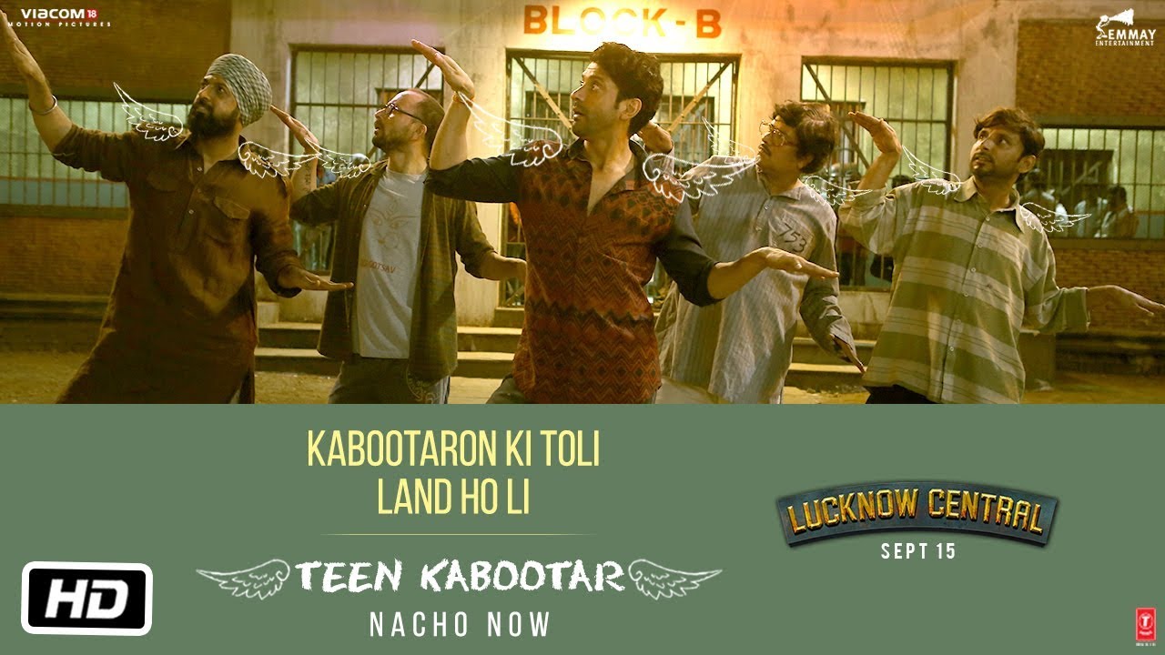 Teen Kabootar Lyrics  | Lucknow Central | Deepak Dobriyal, Diana Penty, Farhan Akhtar, Gippy Grewal, InaamUlHaq, Rajesh Sharma, Ronit Roy | Divya Kumar, Mohit Chauhan, Raftaar | Arjunna Harjaie