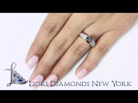 BDR-182 - 1.40 Carat Certified Natural Black Diamond Engagement Ring 14k White Gold