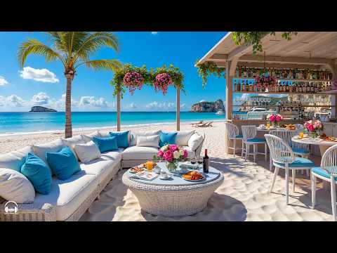 Summer Bossa Nova Jazz & Ocean Wave Sounds at Morning Beach Cafe Ambience for Uplifting the day