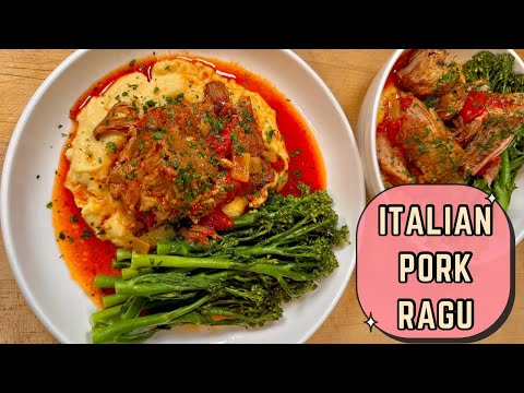 Pork Shoulder Tomato Ragu with Cheesy Corn Polenta | Butterscotch Blondie Bars