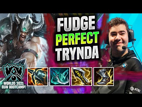 FUDGE PERFECT GAME WITH TRYNDAMERE! 🔥WORLDS BOOTCAMP EUW🔥   C9 Fudge Plays Tryndamere TOP vs Aatrox!