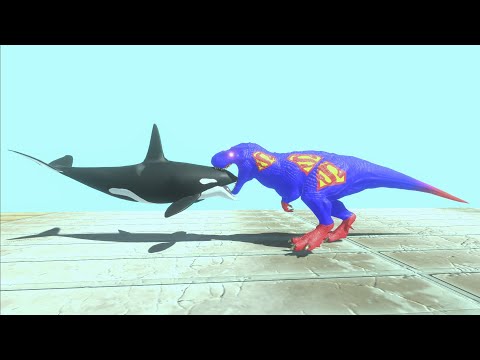 New Update ORCA vs SUPERMAN T REX AQUATIC DEATH RUN - Animal Revolt Battle Simulator