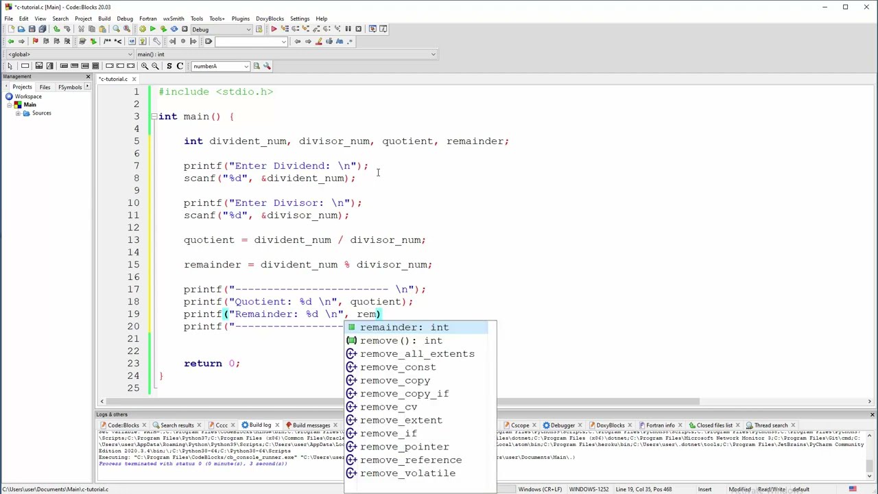 C Program - Find Quotient and Remainder - Modulo Operator