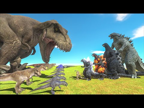 EVOLUTION of Godzilla 2014 VS T Rex Size Comparison Godzilla - Animal Revolt Battle Simulator