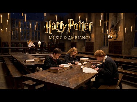 Study With Me at Hogwarts | Harry Potter Great Hall Night Ambience & Deep Focus