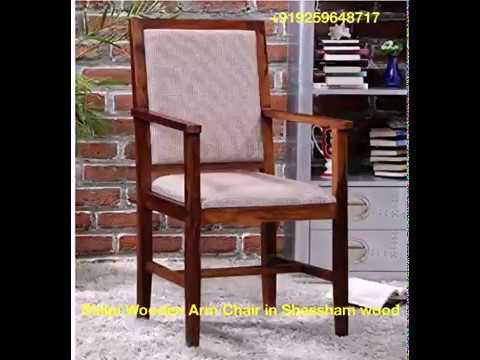 Sheesham wood armrest wooden chair, with cushion