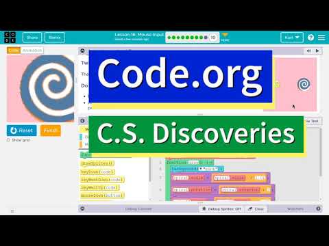 Code.org Lesson 17.8 A Mouse Input | Tutorial with Answers | Twin Spirals Challenge A