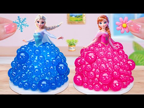 Elsa Anna Princess Cake 💕Lovely Miniature Disney Princess Jelly Cake Decorating💕Mini Cakes