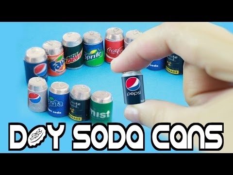 How to Make Miniature Cola - Soda Realistic - Pop Cans - Easy Crafts for Dolls - simplekidscrafts Video