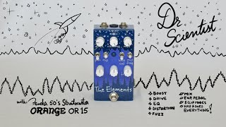 Video thumbnail for Dr Scientist The Elements! | Clean Boost, EQ, Overdrive, Distortion! 9-18V, Expression Pedal deluxe! by Pair of Pandas