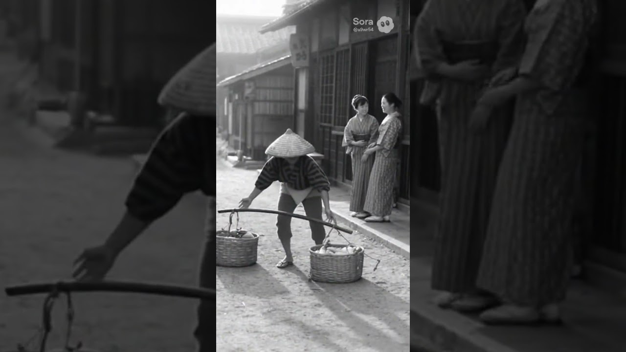 幕末の下町風景　行商人と長屋の主婦たち　#幕末 #下町 #長屋