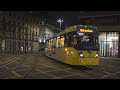 United Kingdom Manchester Tram Night Ride From Piccadilly Gardens To Cornbrooks Walk