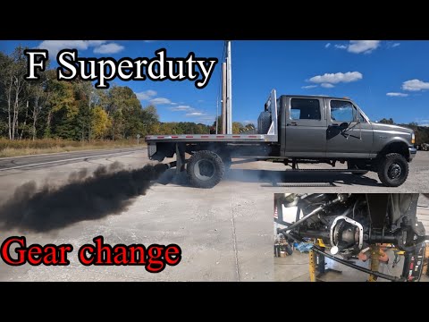 Front and rear Dana axle gear change on F Superduty Ford shoptruck for highway speed