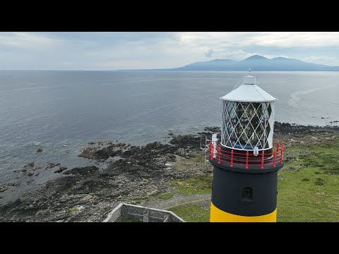 Flying over St John's Point Lighthouse, County Down, Northern Ireland