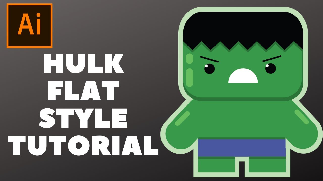 How To Draw A Cartoon Superhero Easy- Hulk | Flat Design | Speed Drawing Adobe Illustrator Tutorial