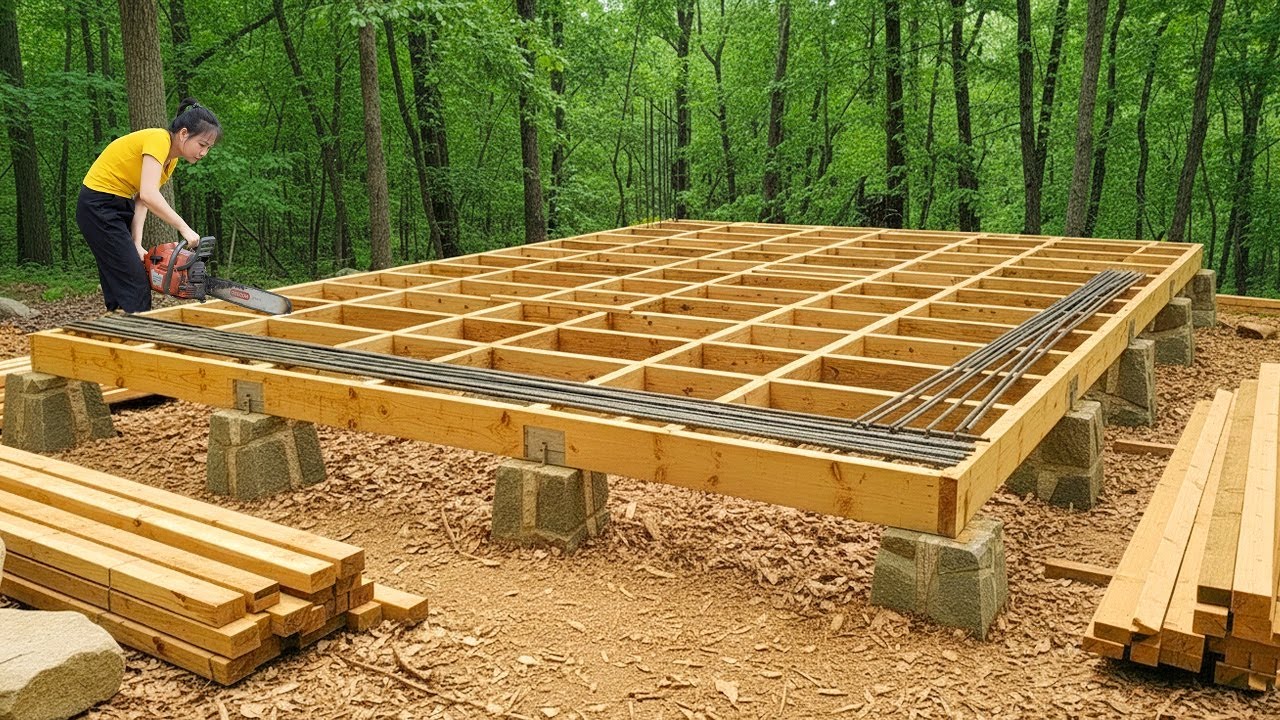 Reaching Her Dream Alone - She Built a Beautiful Home in the Middle of Nature
