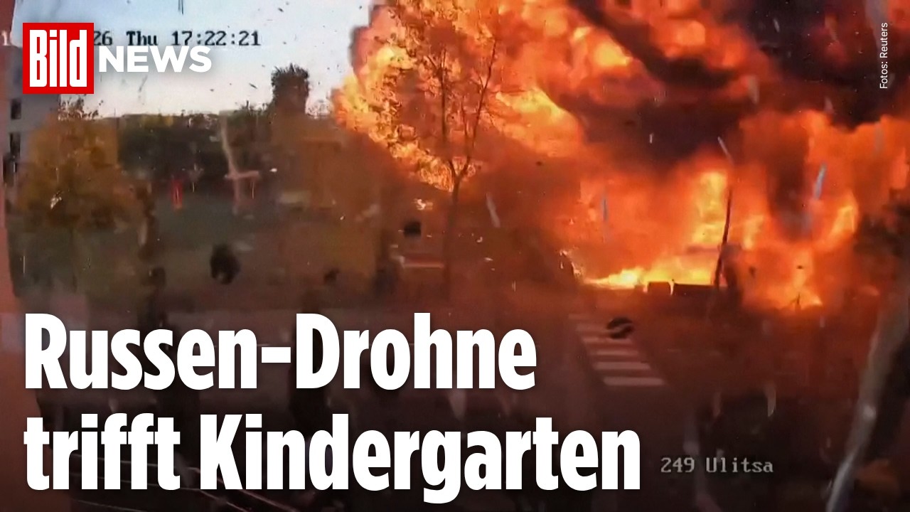 UKRAINE: Drohne schlägt neben Kindergarten ein, Raketen töten Kinder