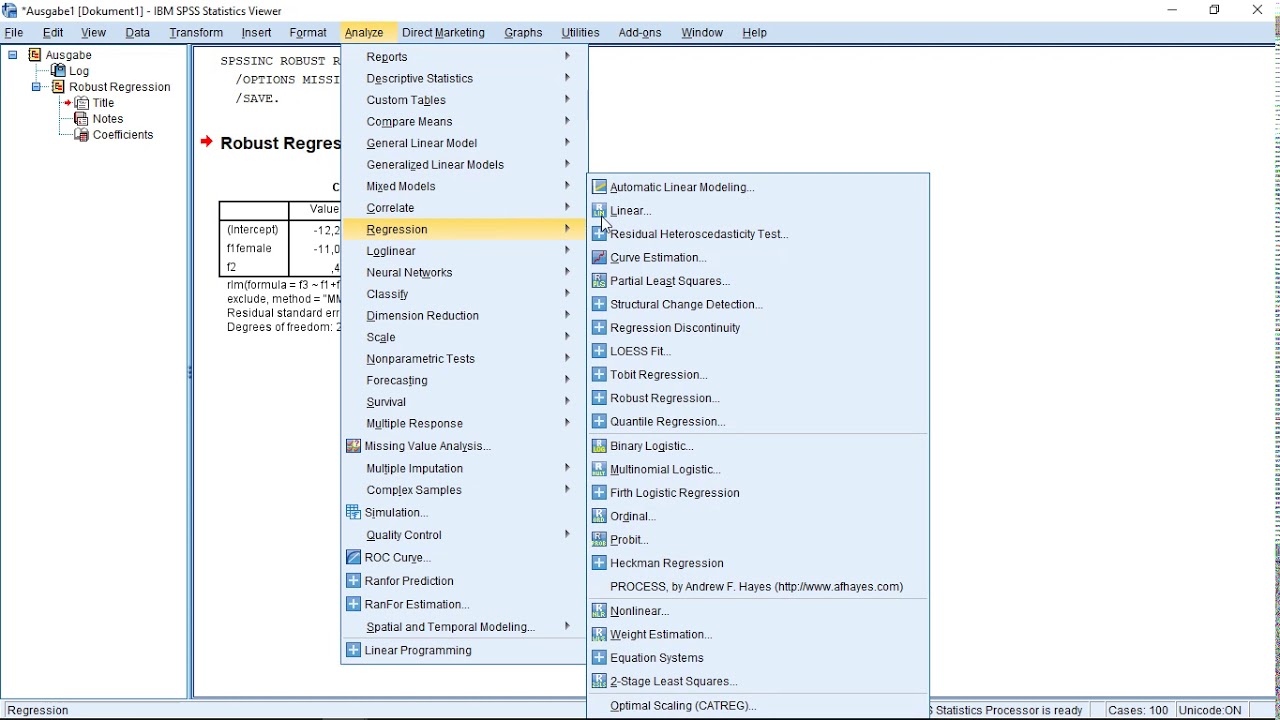 SPSS (R Essentials) - Robust Regression