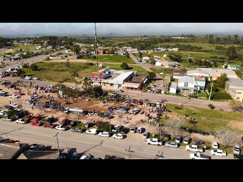 Imágenes aéreas de la llegada en Aceguá.