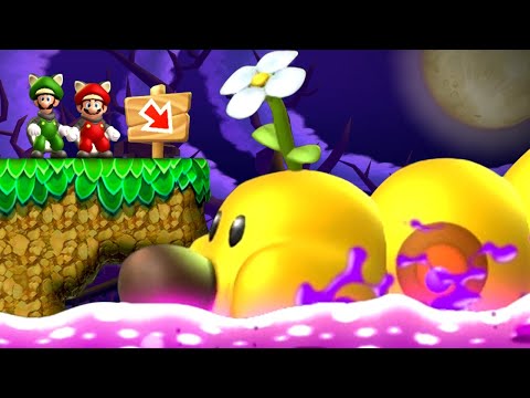 New Super Mario Bros U Co-Op Walkthrough - World 5 - Soda Jungle (2 Player)