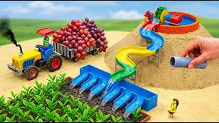 DIY Mini Tractor Builds a Water Slide 💦 | Farm Irrigation System | HP Mini