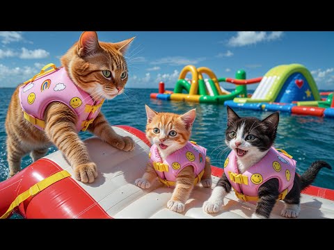 Mama Cat and Ginger Kitten Rescues a Lost Kitten at the Beach – A Heartwarming BBQ by the Sea 🐱🏖️🔥